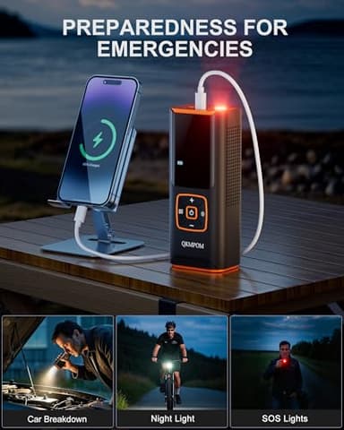 Tire Inflator Portable Air Compressor, 6X Faster 180 PSI Cordless Air Compressor, Air Pump with Pressure Gauge - Portable Tire Inflator for Car, Pickup, Motor, Bicycle, Balls and More - Image 5