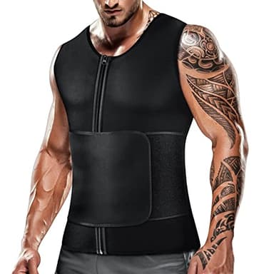 Cimkiz Mens Sweat Sauna Vest for Waist Trainer Zipper Neoprene Tank Top, Adjustable Sauna Workout Zipper Suit (Black, Medium) - Image 1