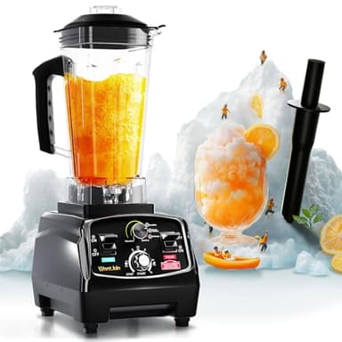 WantJoin Professional Blender, ETL listed 68oz Commercial Blender for kitchen Max 1800W High Power Home and Commercial with Timer, Smoothie Maker 2200ml for Crushing Ice, Frozen Dessert, Soup,fish - Image 2