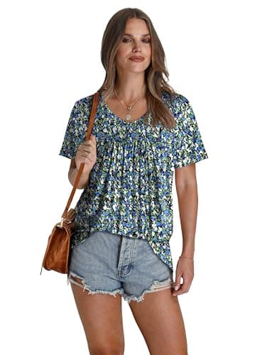 Womens Tops Dressy Casual Hawaiian Shirts Boho Tops V Neck Plus Size Spring Summer T 2025 Loose Fit Blouses Tunic Floral Oversized Tshirts Maternity Shirts Beach Vacation Clothes Teacher Outfits XXL - Image 2