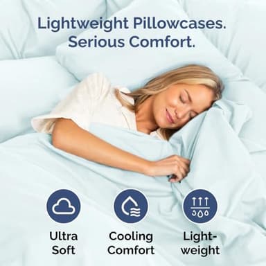 Queen Pillow Cases Set of 2 - Ultra Soft Hotel Quality Pillowcase Covers - Comfy, Cozy & Wrinkle Free - Shrinkage, Stain & Fade Resistant - Machine Washable Pillow Protectors - 2 Piece Set - Ice Blue - Image 3