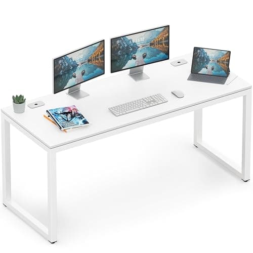 SHW 55-Inch Commercial-Grade Office Computer Desk, White - Image 1