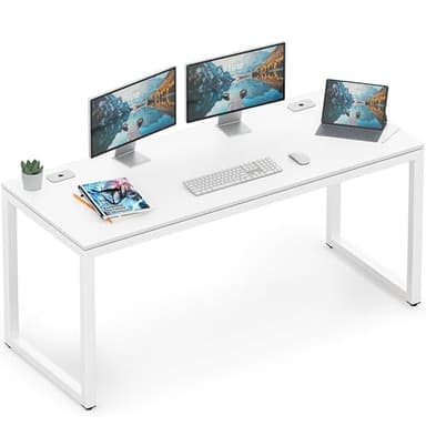 SHW 55-Inch Commercial-Grade Office Computer Desk, White - Image 1