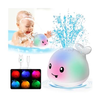 Light Up Toddler Bath Toys - Water Table For Toddlers 1-3 - Whale Water Spray Toy - Toys For Ages 0-2 - Baby Infant Bathtub Floating Pool Toy 6-12-18 Months - One Year Old Girls Boys Birthday Gifts - Image 1