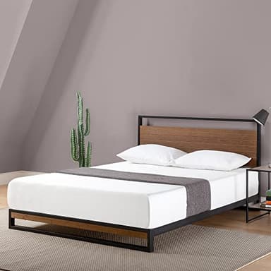 ZINUS Suzanne Bamboo and Metal Platform Bed Frame, 7-Inch Low Profile, Solid Steel Construction, No Box Spring Needed, Wood Slat Support, Easy Assembly, Chestnut Brown, Queen - Image 9