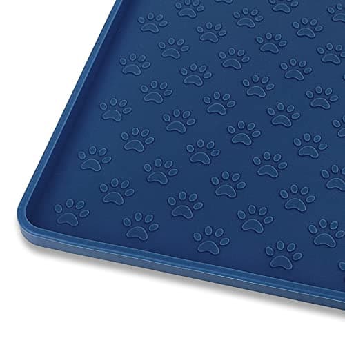 Ptlom Silicone Pet Placemat for Dog and Cat, Waterproof Anti-Slip Pet Feeding Bowl Mats for Food and Water, Small Medium Large Tray Mat Prevent Residues from Spilling to Floor, Navy Blue, 31.5" 23.6" - Image 1