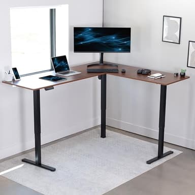 VIVO Electric Corner 75 x 63 inch L-Shaped Standing Desk, Memory Height Adjustment, Dark Walnut Top Black Frame, DESK-E3CTD-75 - Image 7
