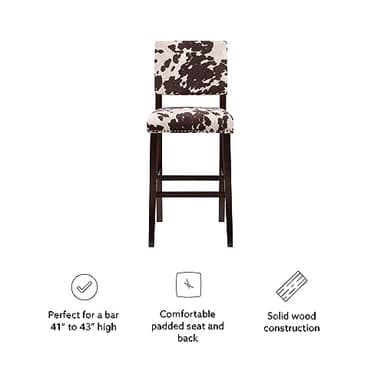 Linon Udder Madness Corey Bar Stool, 19"W x 22.5"D x 44.75"H, Brown - Image 15