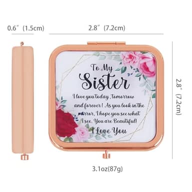 PDOZV Pocket Mirror for Women, Rosegold Square 2.8”×2.8” Metal Frame DropRubber Style Double Sided Mini Magnifying 1X/2X Mirror for Purse Can be Used as Gifts for Woman (RGSr02) - Image 4