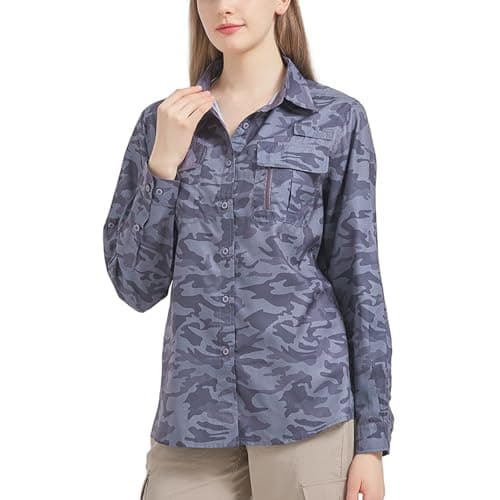 Toumett Women's UPF 50+ Long Sleeve UV Sun Protection Shirts, Fishing Hiking Travel Shirt,Breathable and Fast Dry(5071,Camo,M) - Image 1