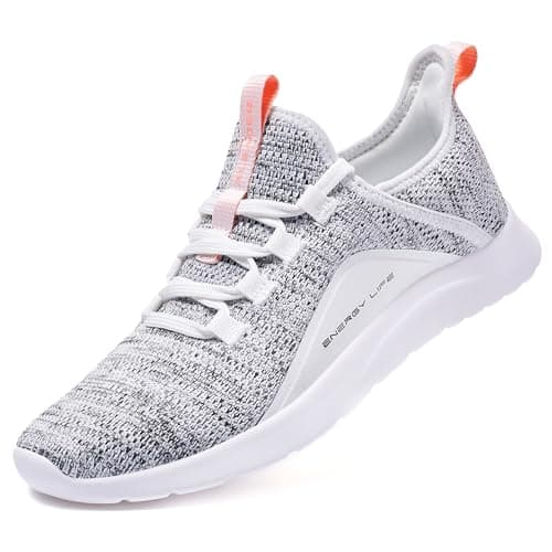 ALEADER Women's Energycloud Slip On Walking Shoes Pure Running Shoes for Gym Workout Treadmill Running Errands White Gray Size 9 US - Image 1