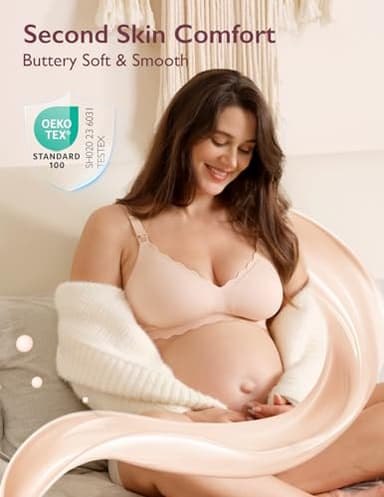 Momcozy Nursing Bras for Breastfeeding, Seamless Pregnancy Maternity Bra Wireless Classic Jelly Strip Support Nursing Bra - Image 2