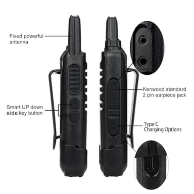 Retevis RT22 Two Way Radio Long Range Rechargeable,Portable 2 Way Radio, USB-C Charging, Handsfree Walkie Talkies for Adults Cruise Hiking Camping(4 Pack) - Image 7
