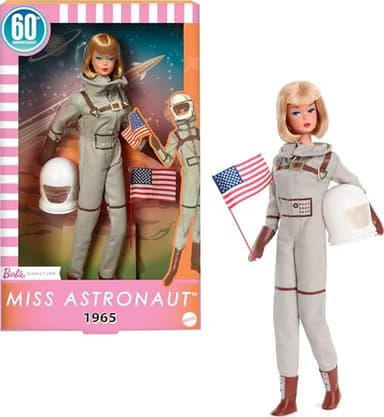 Barbie Miss Astronaut Doll Collectible with Silver Suit, Space Boots & Helmet Accessory, 1965 Vintage Repro - Image 1