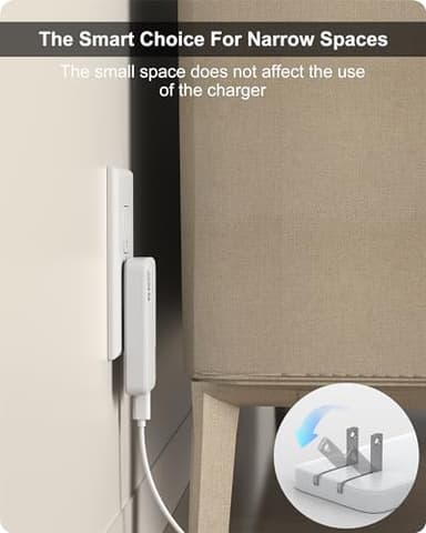 65W GaN USB C Charger, 3 Port Flat USB Wall Charger with USB C and A, Ultra-Slim GaN PD3.0&PPS Adapter, Foldable Plug for Travel for MacBook, Laptops, Tablets, iPhone 15, Samsung(White-65W) - Image 2