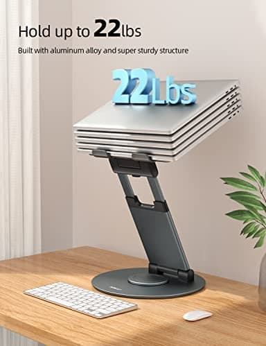 Nulaxy Telescopic 360 Rotating Laptop Stand for Desk Adjustable Height Swivel Pull Out Design Ergonomic Laptop Riser Standing Desk Converter Fits All 10-17" Laptops Computer MacBook, Gray - Image 5