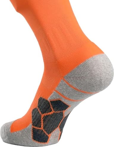 APTESOL Youth Soccer Socks Boys Girls Women Knee High Team Sport Cushion Sock Kids Long Tube Cotton Athletic Compression Socks (5-Pair Orange-A,Small) - Image 7