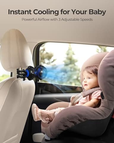 Koonie Astronaut Portable Stroller Fan, Baby-Safe Clip-on with Detachable Flexible Tripod, Rechargeable Battery-Operated, 3-Speeds, 270° Rotation - Ideal for Car Seats, Cribs, Treadmills, Travel - Image 5
