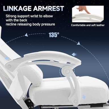 GTPLAYER Computer Chair with Adjustable Footrest, Ergonomic Gaming Chair with Headrest and Lumbar Support, Breathable Mesh Office Chair for Adults, High Back Reclining Desk Chair for Gaming and Office - Image 5