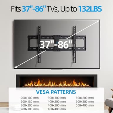 UL Listed Fixed TV Wall Mount for 37-86 Inch Screens, Low Profile TV Mount Fits 16", 18", 24" Studs, Wall Mount Bracket with Quick Release Lock, Max VESA 600x400mm, Holds up to 132 lbs by USX STAR - Image 3