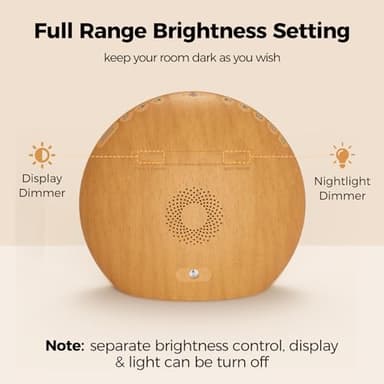 HOUSBAY Sunrise Alarm Clock Sound Machine, Wake Up Light- Soothing Sleep Sounds, Gentle Sunrise Alarm, Dimmable Night Light, Digital Clock & White Noise for Sleeping, Bedroom (Full Wooden Tone) - Image 7