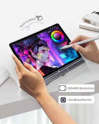 Mini Laptop 8 inch HD Touchscreen Portable 2 in 1 Computer, Windows 11 Pro Small Computer, N150 12 GB LPDDR5 1 TB M.2 SSD,WiFi 6,BT5.2 2 MP Camera,G-Sensor,HDMI,Type C Docking Station - Image 4