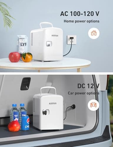 AstroAI Mini Fridge, 4 Liter/6 Can AC/DC Portable Thermoelectric Cooler Refrigerators for Skincare, Beverage, Home, Office and Car, ETL Listed (White) - Image 8