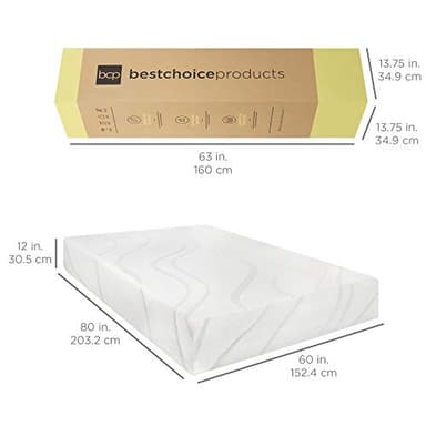 Best Choice Products 12 Inch, Green Tea Charcoal 12 Inch, Green Tea Charcoal Cooling Gel Memory Foam Mattress, Fiberglass Free, 3-Layer, Breathable - Queen, Medium Plush - Image 2