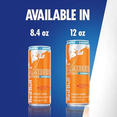 Red Bull Amber Edition Sugar Free Energy Drink, Strawberry Apricot, with 80mg Caffeine plus Taurine & B Vitamins, 8.4 Fl Oz, 6 Packs of 4 Cans (Pack of 24) - Image 7