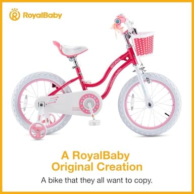 RoyalBaby Stargirl Kids Bike 16 Inch Girls Bicycle for Children with Training Wheels, Kickstand & Basket, Rose Pink - Image 2