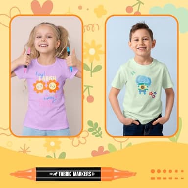 Fabric Markers Permanent for Clothes, 20 Colors Dual Tip with Fine and Chisel Tips Paint Pens for Clothing Canvas Tote Bags T-Shirt and Shoes, Non Toxic Ink for Kids and Adults - Image 7