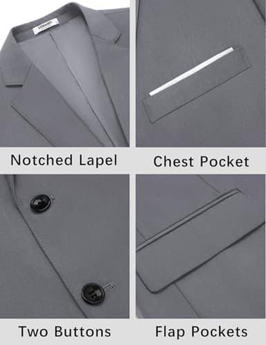 COOFANDY Mens Two Button Blazer Jacket Big and Tall Formal Business Suit Jackets, Light Gray, Large - Image 6