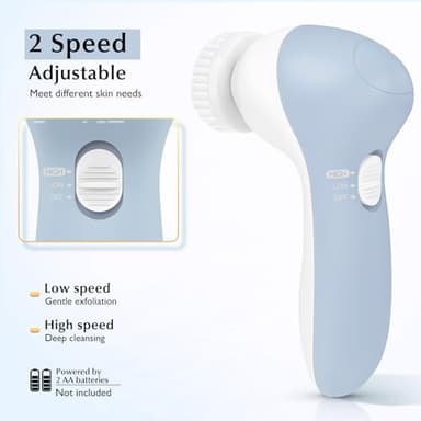 COSLUS Facial Cleansing Brush Silicone Face Scrubber: 2 in1 FBS-D Electric Exfoliating Massage Device Waterproof Deep Cleaning Exfoliation Rotating Spa Machine - Electronic Skin Care Wash Clean System - Image 6
