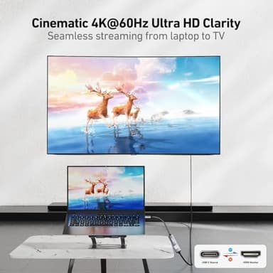 BENFEI USB C to HDMI Adapter 4K@60Hz, USB Type-C to HDMI Adapter [Thunderbolt 3/4/5 Compatible] with iPhone 15 Pro/Max, MacBook Pro/Air 2023, iPad Pro, iMac, S23, XPS 17, Surface Book - Image 2