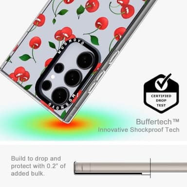 MOSNOVO Case for Samsung Galaxy S24 Ultra, [Buffertech 6.6ft Military-Grade Drop Protection] [Anti Peel Off Tech] Clear TPU Bumper Phone Case Cover Design - Cute Cherry - Image 5