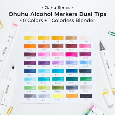 Ohuhu Alcohol Markers - AP Certificated Double Tipped Art Marker Set for Artists Adults Coloring Illustration -Refillable - 40 Colors - Chisel and Fine Dual Tips - Oahu of Ohuhu Markers - Image 6