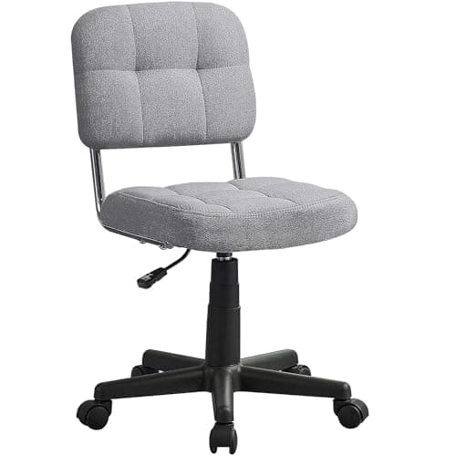 VECELO Modern Armless Home Office Desk Chair, 360°Rolling Swivel Adjustable Height for Make Up/Bed Room/Small Space, Linen Fabric - Image 1