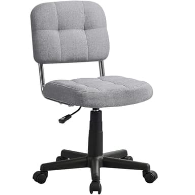 VECELO Modern Armless Home Office Desk Chair, 360°Rolling Swivel Adjustable Height for Make Up/Bed Room/Small Space, Linen Fabric - Image 1