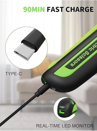 Virsin 4V 2000mAh Cordless Cardboard Cutter, Electric Scissors for Cardboard with 2 Titanium Blades,LED & Safety Lock,Max Cutting1/4",Rotary Cutter for Fabric,Gifts for Men&Women - Green - Image 6