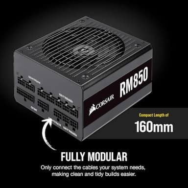 Corsair RM Series, RM850, 850 Watt, 80+ Gold Certified, Fully Modular Power Supply - Black (Renewed) - Image 5