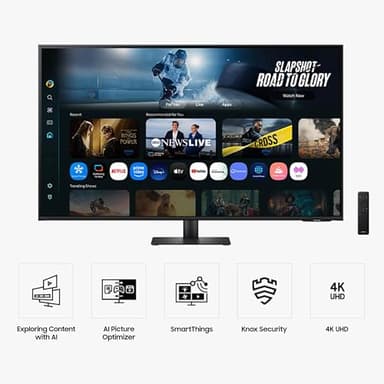 Samsung 43” Smart Monitor M7 (M70F) 4K UHD Display, Samsung Vision AI, Smart TV Apps, Gaming Hub, USB-C, HDMI and USB-A, Black, LS43FM702UNXZA, 2025 - Image 2