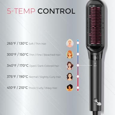 TYMO Flat Iron Hair Straightener Brush 2 in 1, 200M Ions Hair Straighteners for Women, Ceramic Dual Voltage Straightening Hot Comb for Anti-Frizz Straights, Waves, Curls, 3X Less Heat Damage, Black - Image 8