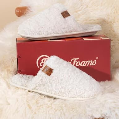 EverFoams Women's Fuzzy Slip-on Slippers Warm Cozy Soft Lightweight Memory Foam Indoor House Shoes Cream White, 9-10 US - Image 6