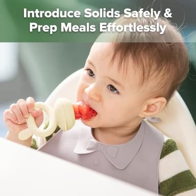 Haakaa Baby Fruit Food Feeder & Mini Freezer Nibble Tray Combo, Breastmilk Popsicle Molds for Baby Cooling Relief, BPA Free Silicone Feeder for Safe Infant Self Feeding, 4 Month+ (Oat) - Image 2