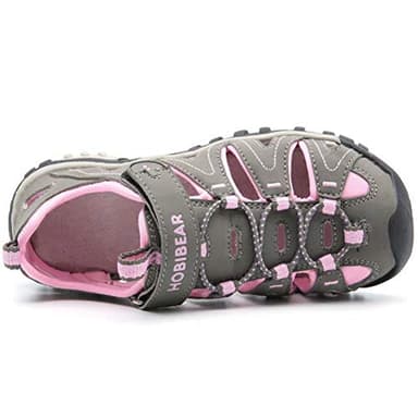 HOBIBEAR Girls Outdoor Closed-Toe Summer Sport Sandals-Grey/Pink - Image 3