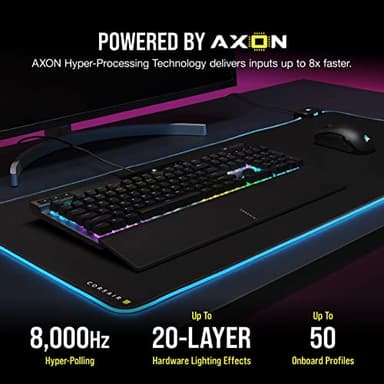 Corsair K70 RGB PRO Wired Mechanical Gaming Keyboard (CHERRY MX RGB Blue Switches: Tactile and Clicky, 8,000Hz Hyper-Polling, PBT DOUBLE-SHOT PRO Keycaps, Soft-Touch Palm Rest) QWERTY, NA - Black - Image 4