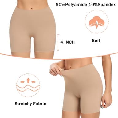 Womens Seamless Shaping Boyshorts Panties Tummy Control Underwear Slimming Shapewear Slip Shorts(#A1 Beige(no Control),Medium) - Image 3