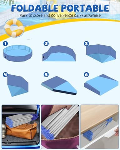 Portable Dog Pool PVC Pet Swimming Hard Plastic Pool Bathtub Collapsible Dog Poo for Pets to Swim and Bath (XL-63"x 12" Light Grey) - Image 6