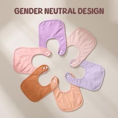 POIKSHARK 6-Pack Muslin Baby Bibs for Unisex Boys Girls, Soft Cotton Baby Drool Bibs, Solid Colors, Drooling and Teething Bibs for Infant, Newborn - Pink - Image 6