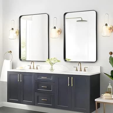 Rosynee Bathroom Mirror Over Sink - 24x36 Inch Black Rectangle Framed Matte Mirror for Bathroom, Rectangular Alumium Frame Mirrors Wall Mounted for Restroom, Farmhouse, Entryway, Hallway - Image 4